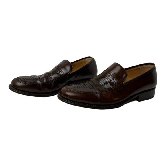 Bally Brown Leather Braided Top Round Toe Slip On Loafer Size 9.5 main image 9